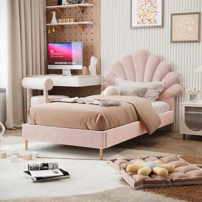 fausta single arched boucle bed frame light pink australia