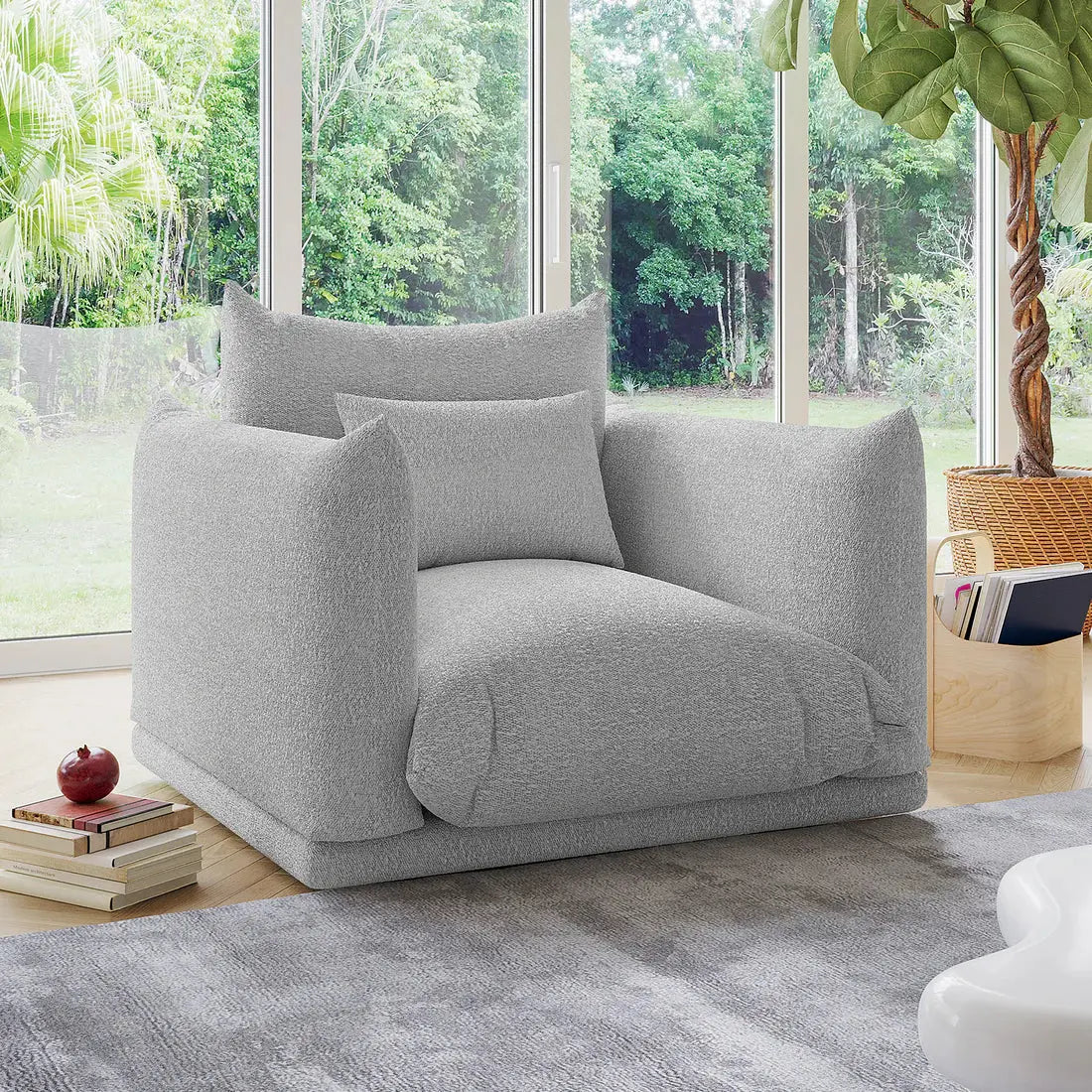 grey boucle accent chair Australia