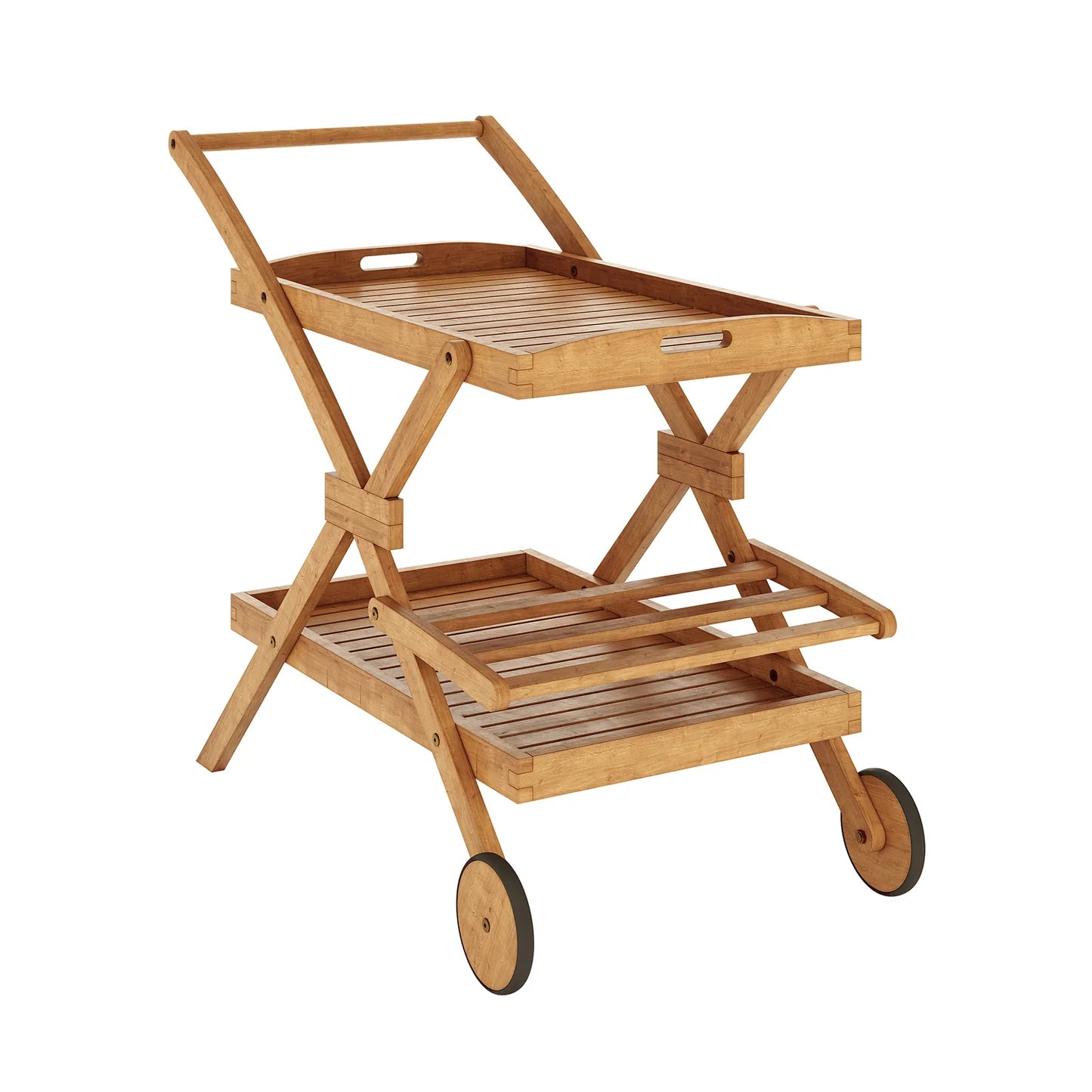 hardwood outdoor kitchen trolley with storage shelves