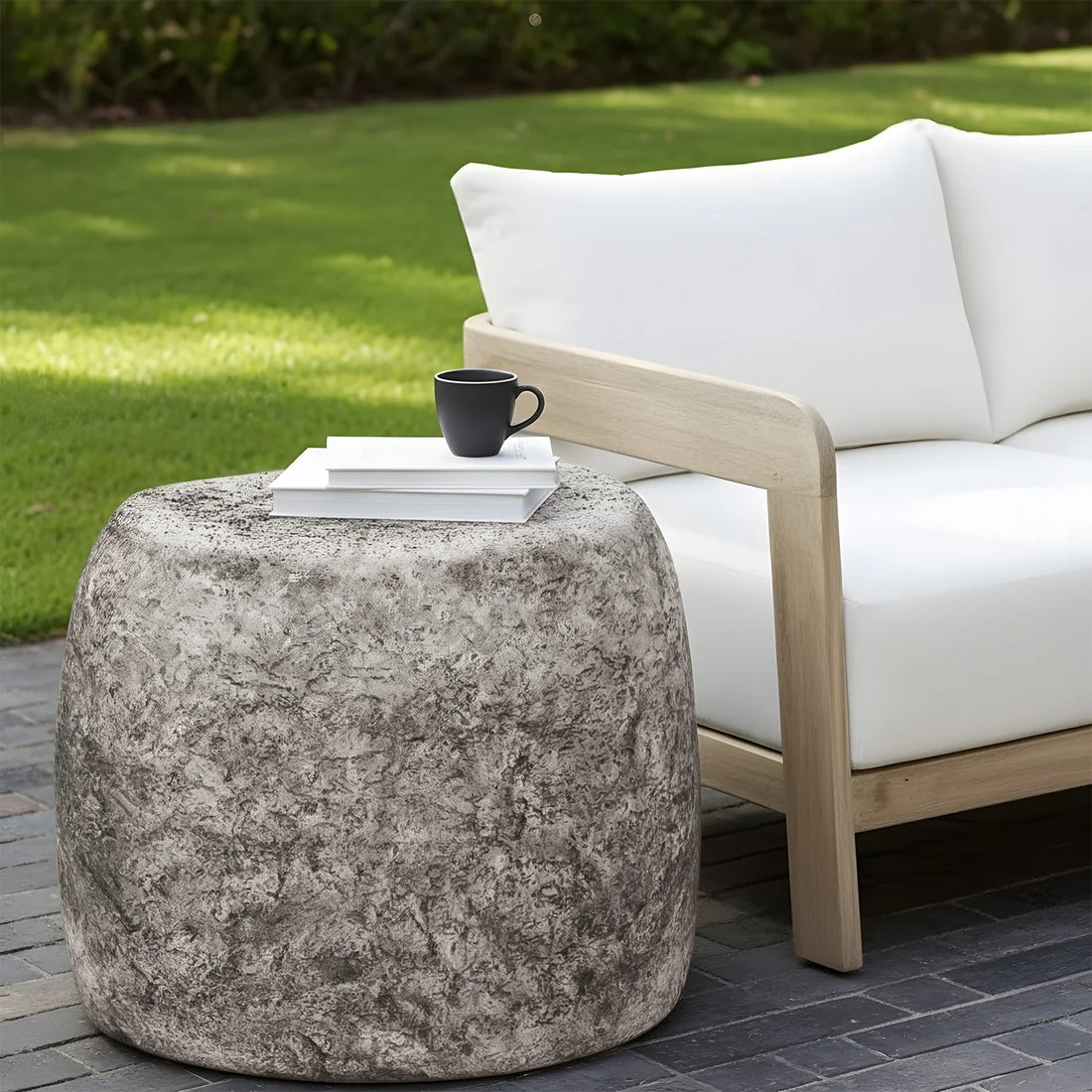 hollie 51cm textured outdoor concrete side table stone australia