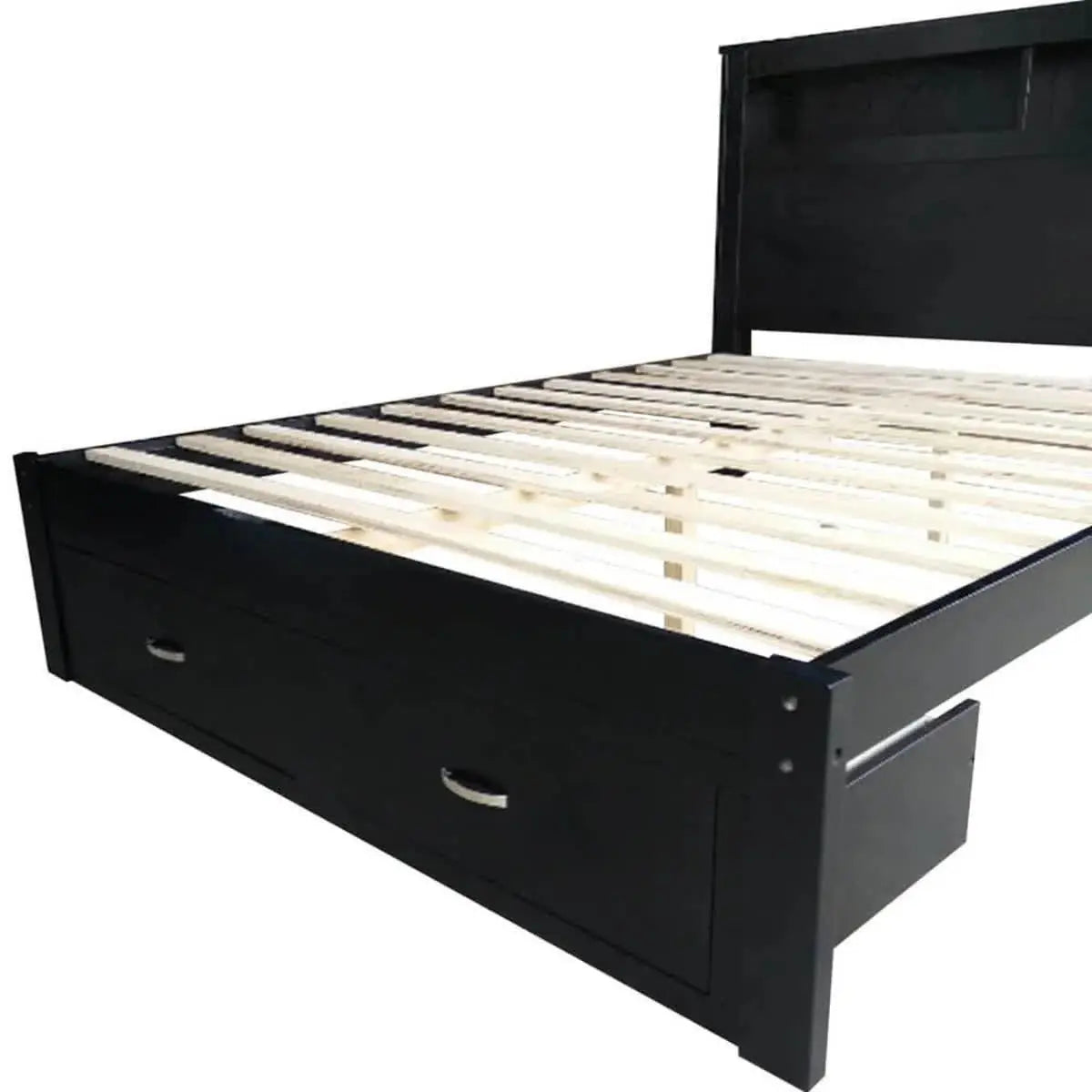 Porcia Double Wooden Storage Bed Frame with Shelves Australia Beyond Living