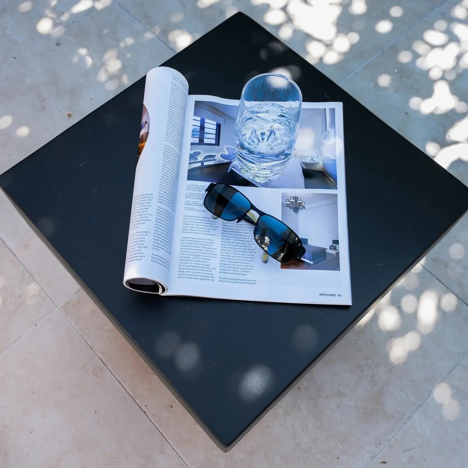 Rissa Curved Outdoor Concrete Side Table Black Australia Beyond Living