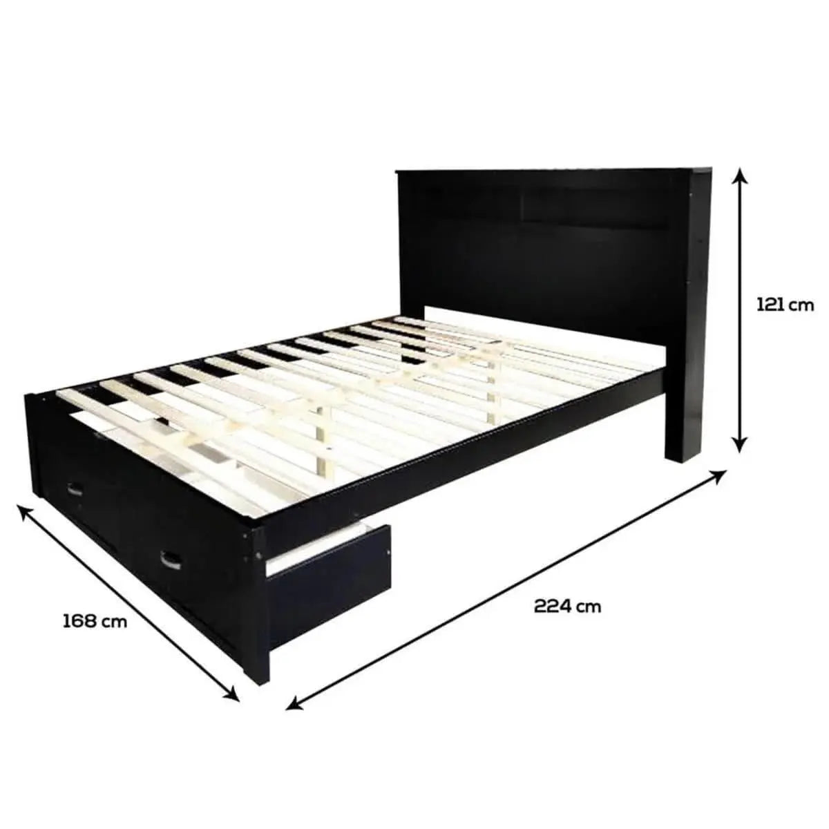 Porcia Double Wooden Storage Bed Frame with Shelves Australia Beyond Living