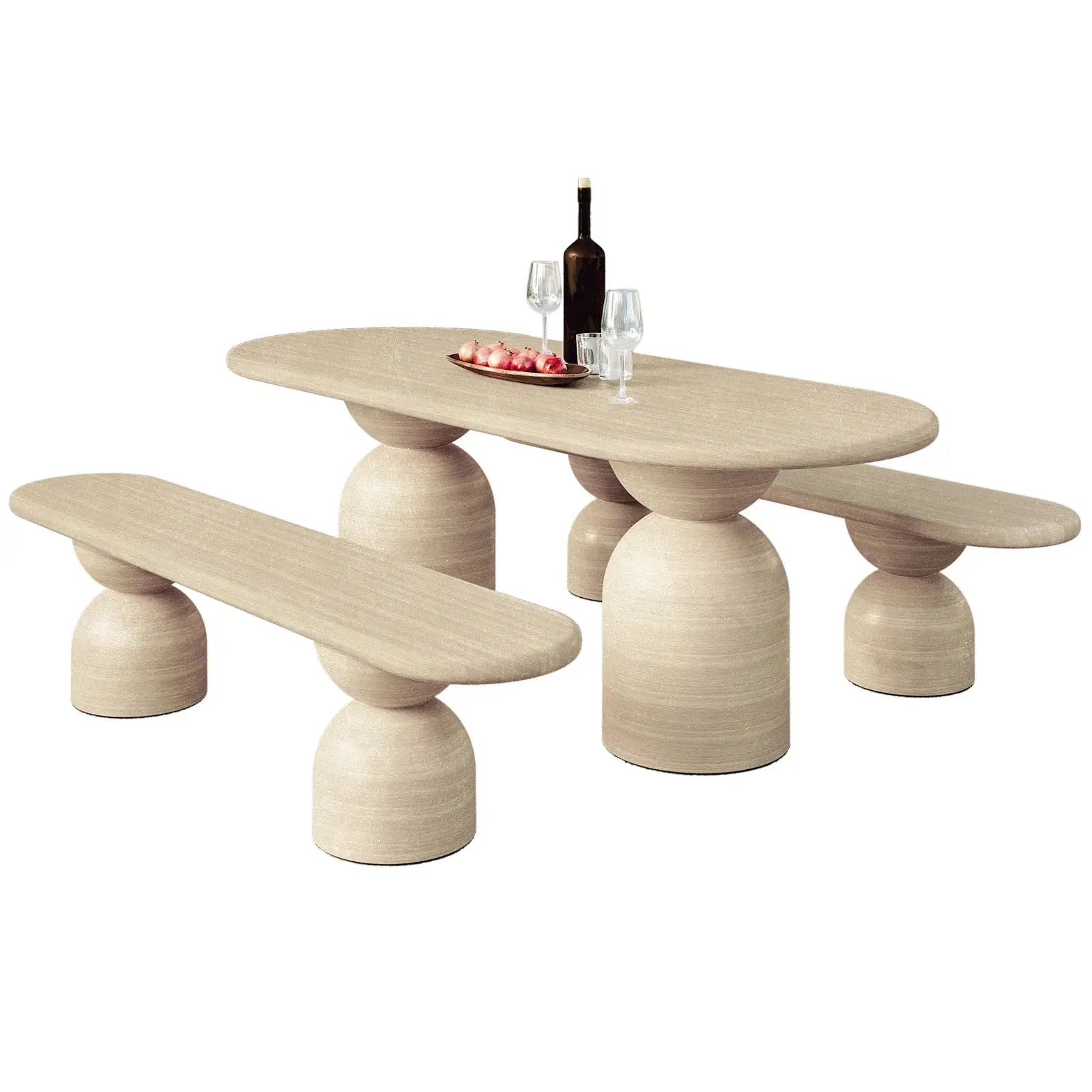 Lumen 220cm Outdoor Concrete Dining Table Set Beige Australia Beyond Living