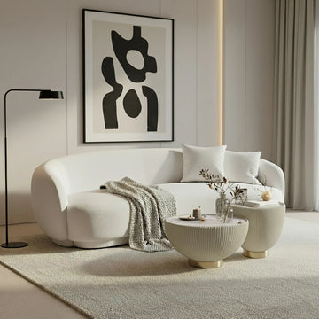 janelle boucle curved sofa modern interior design