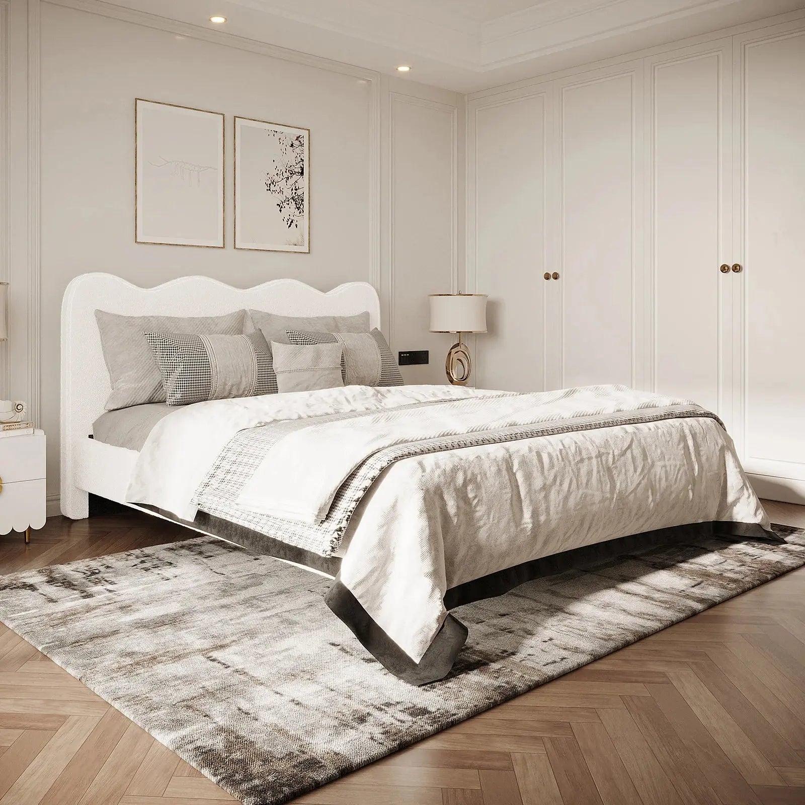 kaylie double boucle fabric bed frame australia