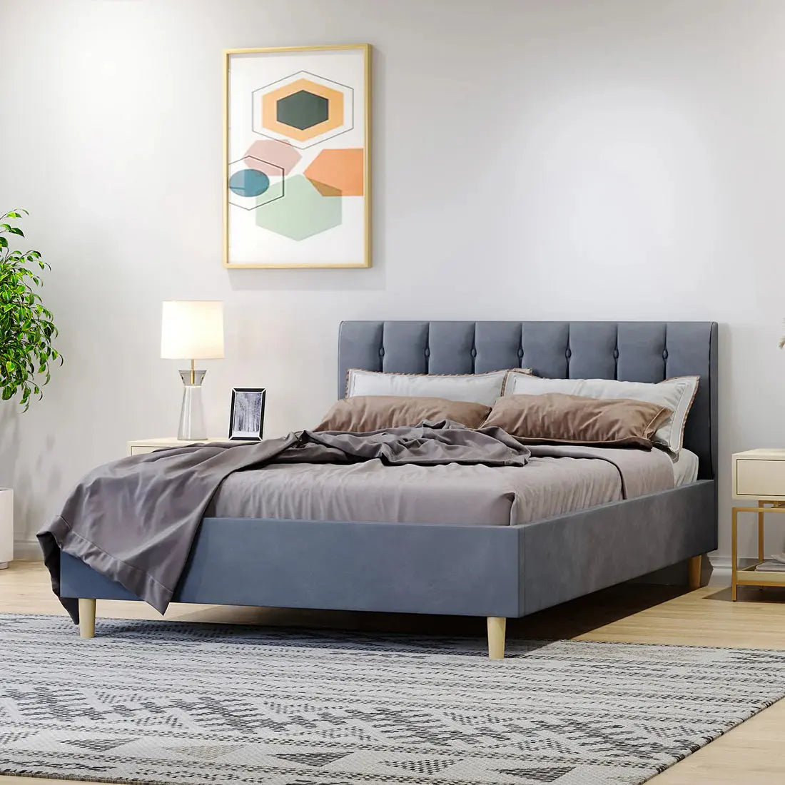 kelly double velvet fabric bed frame australia