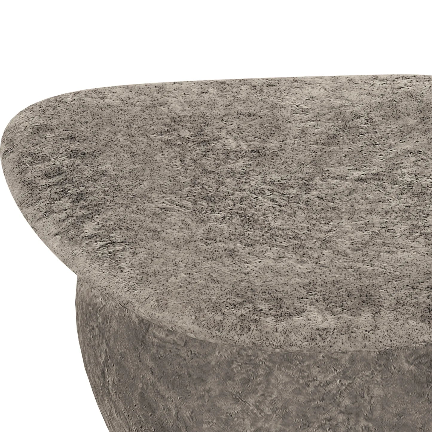 large round concrete patio coffee table in stone finish