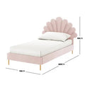 light pink boucle upholstered bed frame design