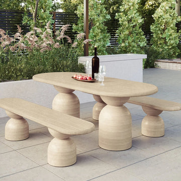 lumen 220cm outdoor concrete dining table set beige australia