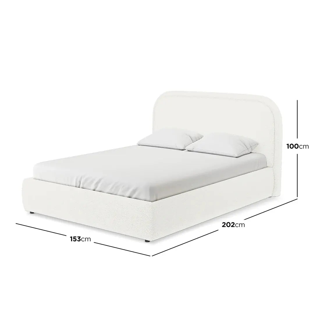 luxury cream boucle upholstered bed frame