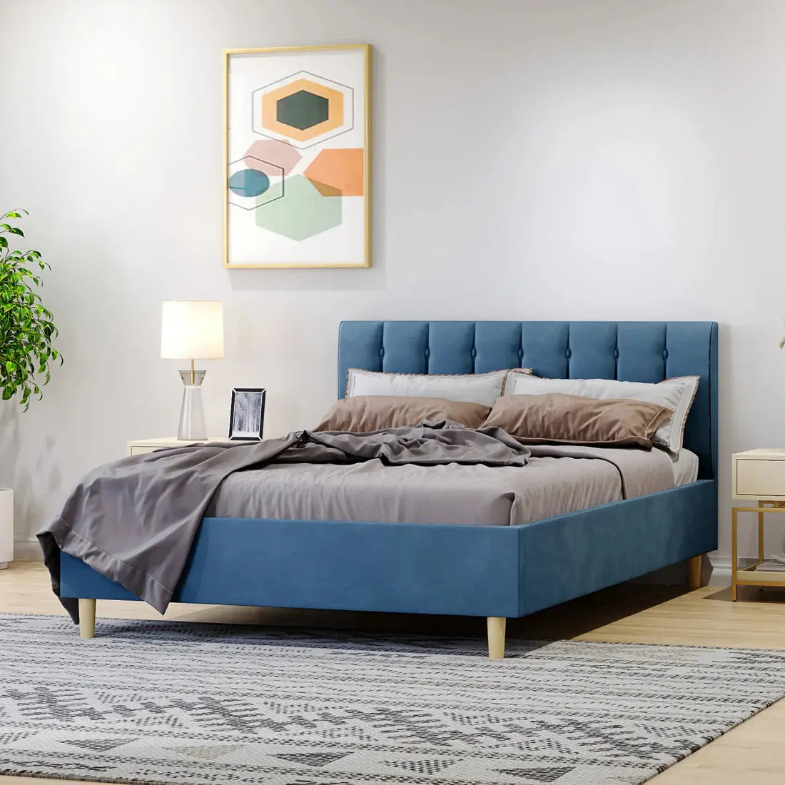 luxury velvet double bed frame beyond living