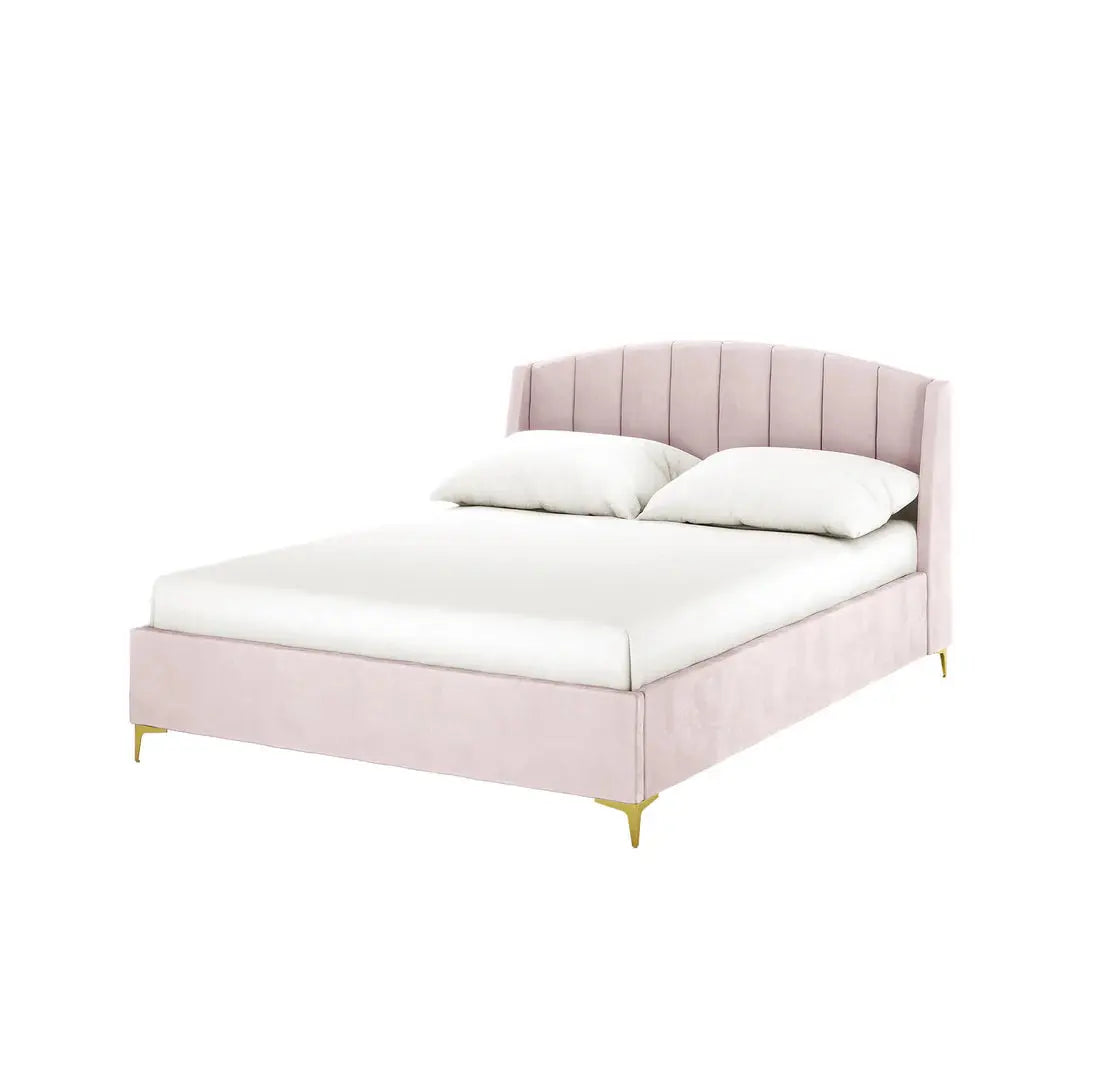 lyra double winged velvet fabric bed frame australia