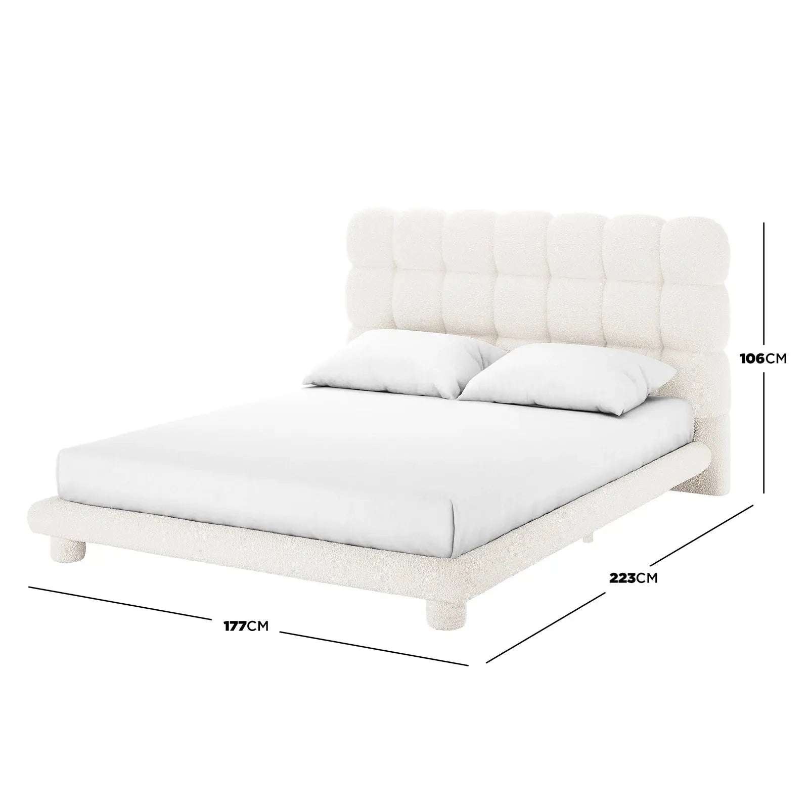 minimalist boucle double bed frame modern bedroom