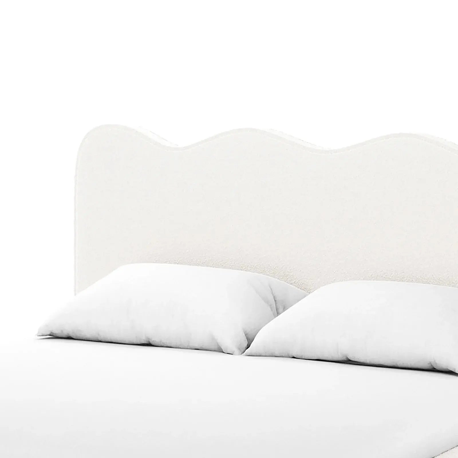 minimalist boucle double bed frame modern interior