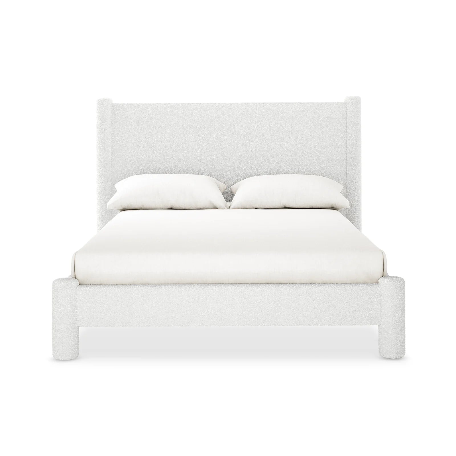 minimalist double boucle bed frame cream white