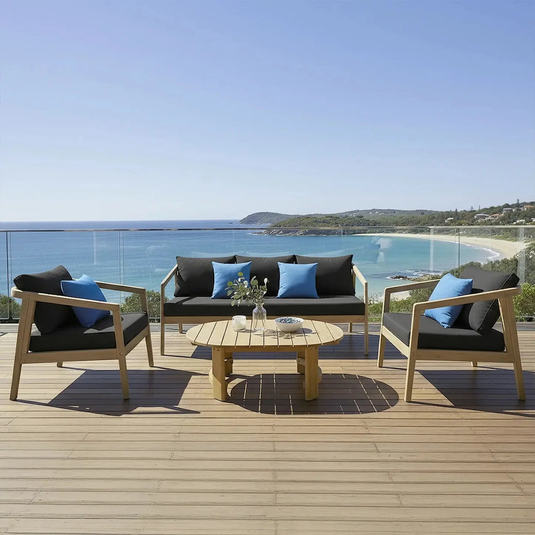 delva 4 seater acacia hardwood outdoor sofa set australia