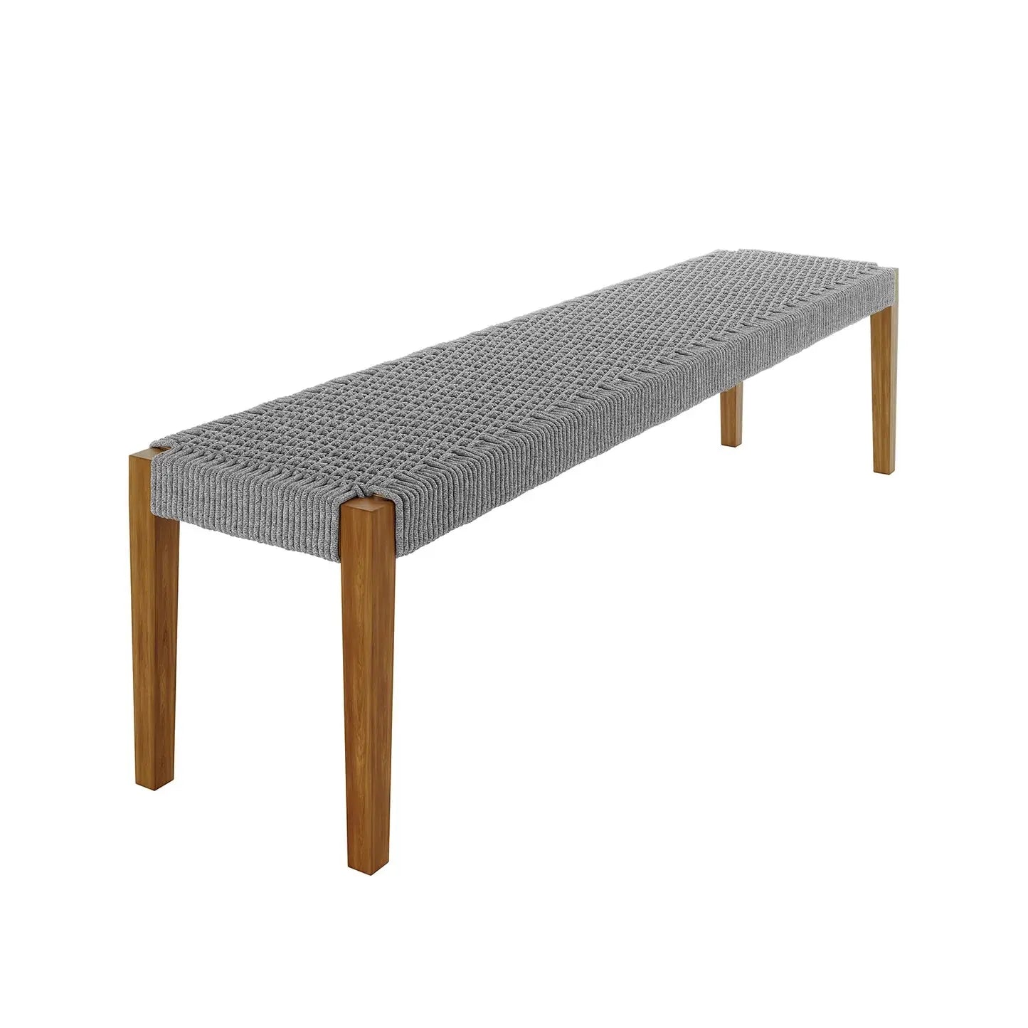 modern acacia wood outdoor bench beyond living