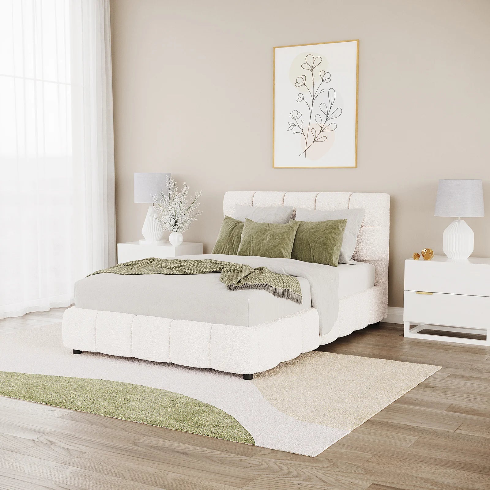 modern boucle bed frame beyond living australia