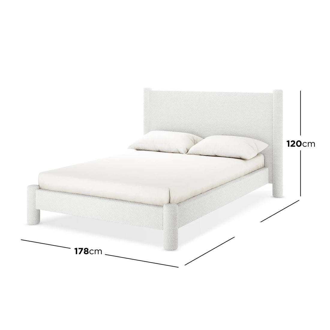 rhoda double boucle fabric bed frame cream white australia