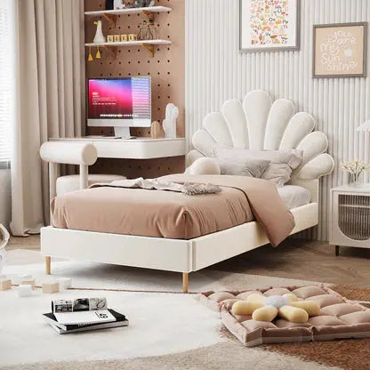 fausta single arched boucle bed frame light pink australia