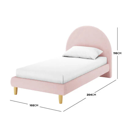 fausta arched boucle bed frame light pink australia
