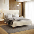 modern channel tufted velvet bed frame bedroom