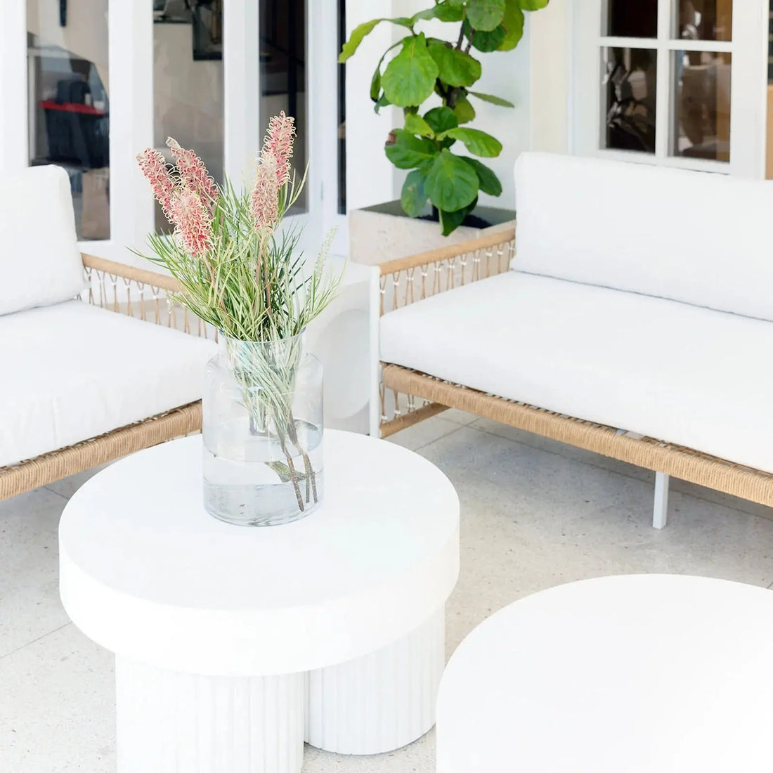 basalt 70cm indoor outdoor concrete coffee table white australia
