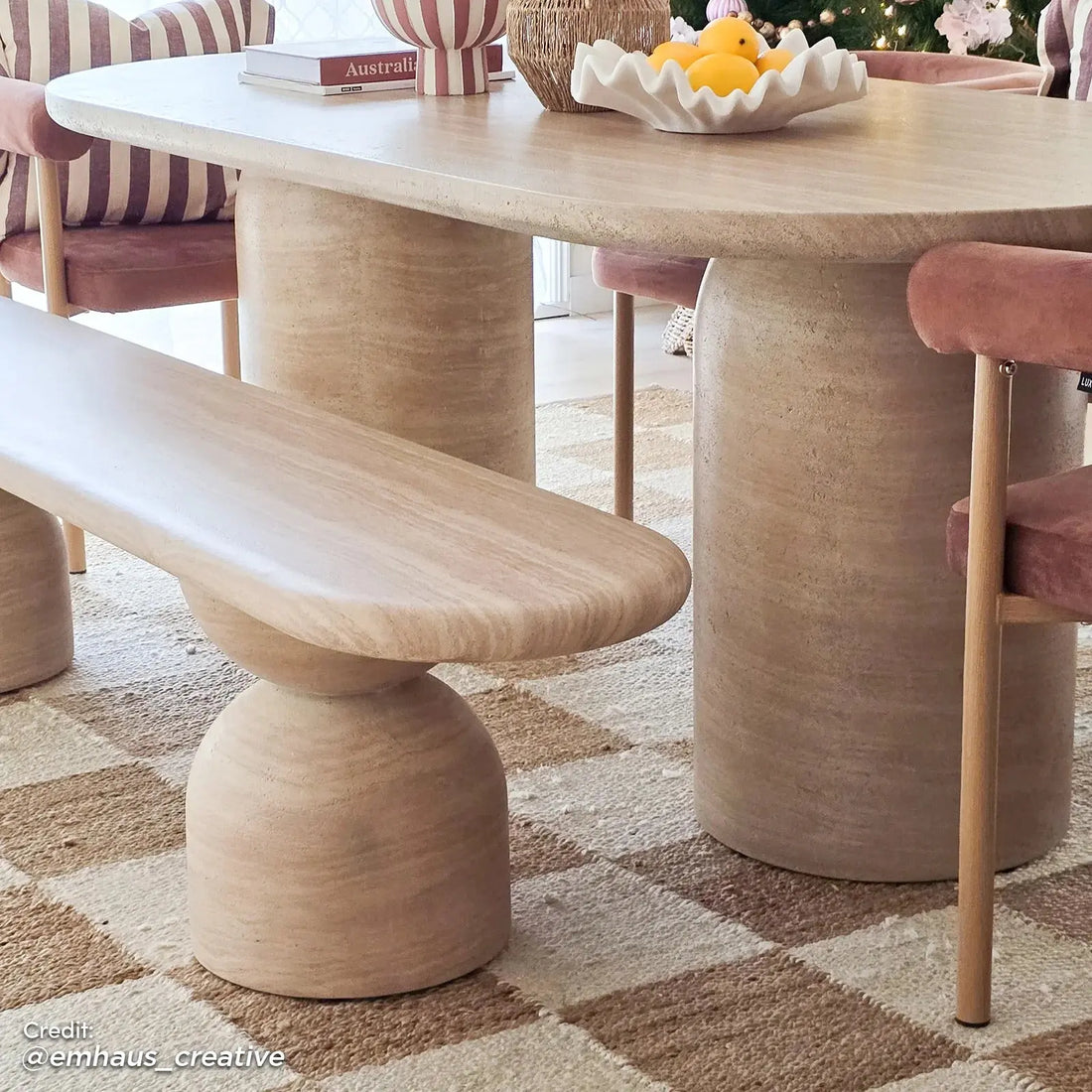 lumen 220cm outdoor concrete dining table set beige australia