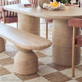 modern concrete patio dining table set beyond living