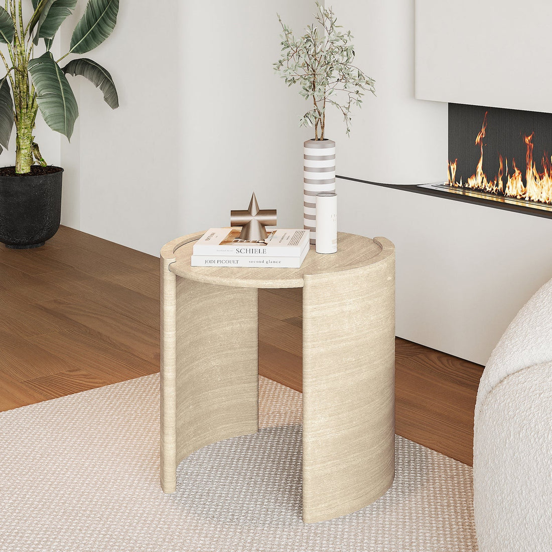 behnaz 56cm round indoor outdoor concrete table beige australia