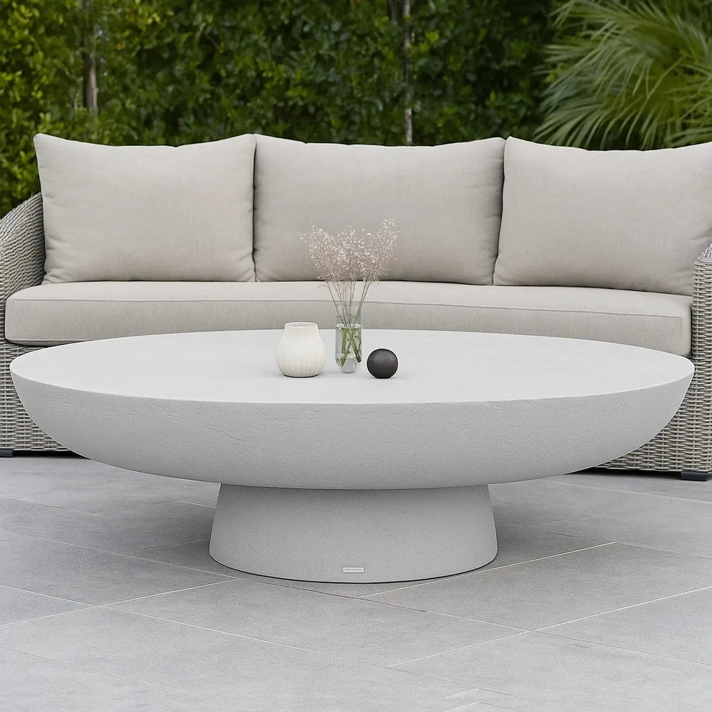modern outdoor concrete coffee table beyond living