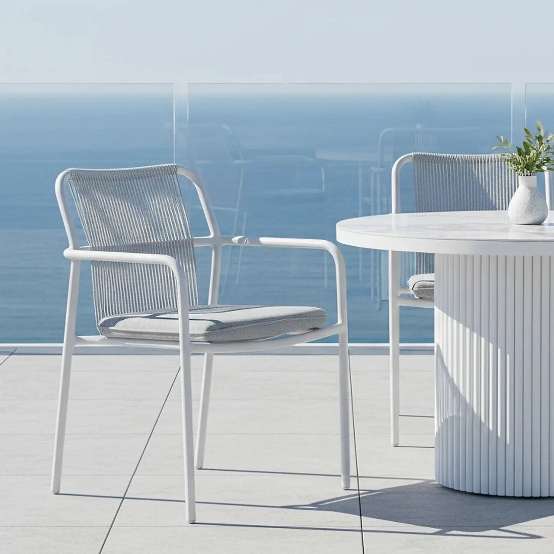 evone aluminium rope outdoor dining chairs australia