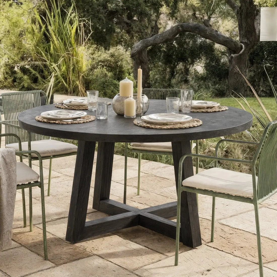 magnus 138cm round concrete outdoor dining table australia