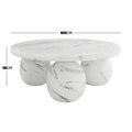 modern round outdoor concrete coffee table beyond living