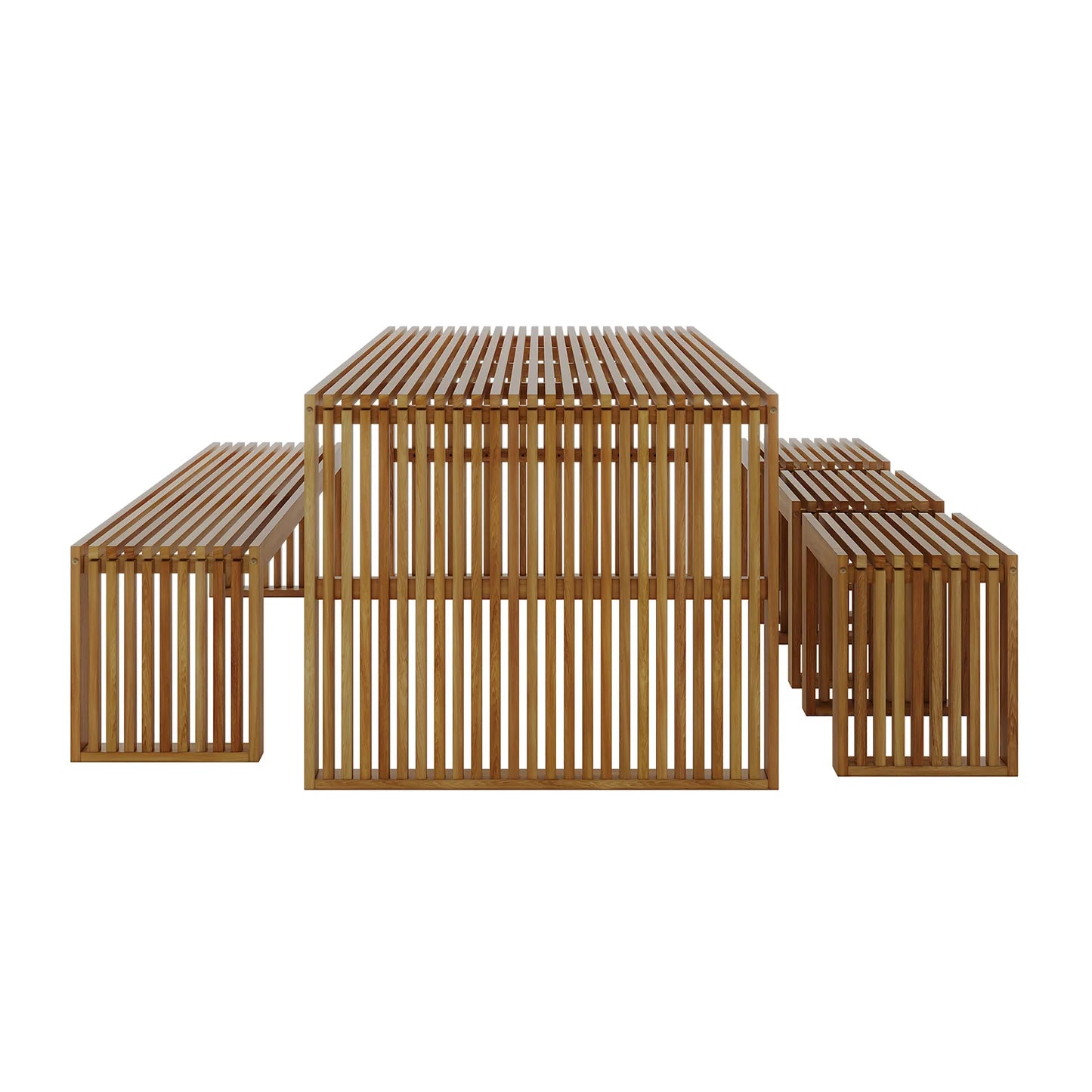 natural timber 6 seater outdoor dining table and bench set