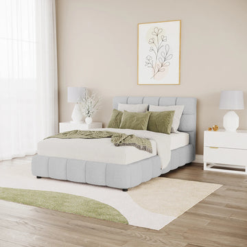 nikias boucle fabric bed frame australia