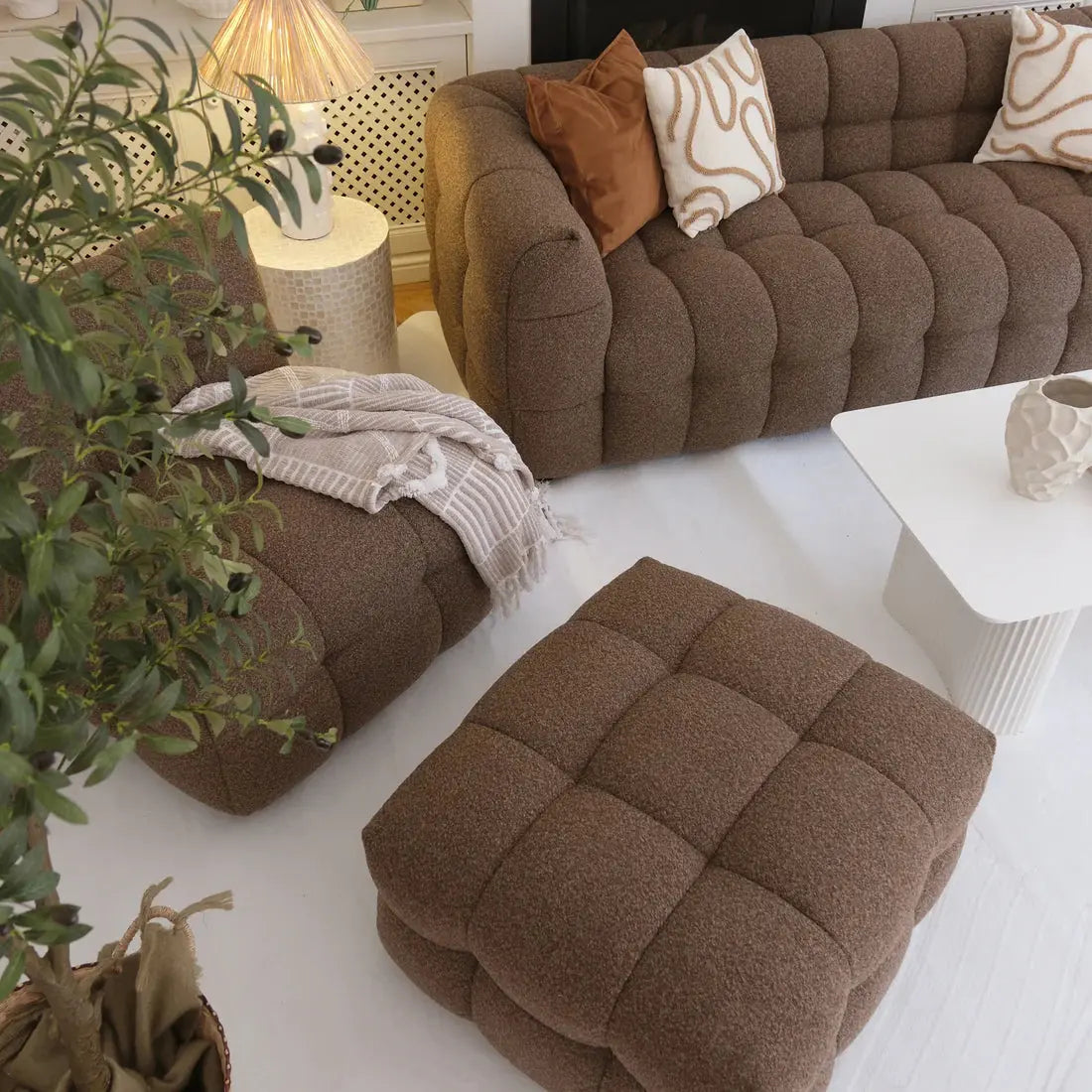 norah boucle couch with ottoman beyond living