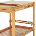 outdoor kitchen trolley solid acacia wood BBQ cart natural