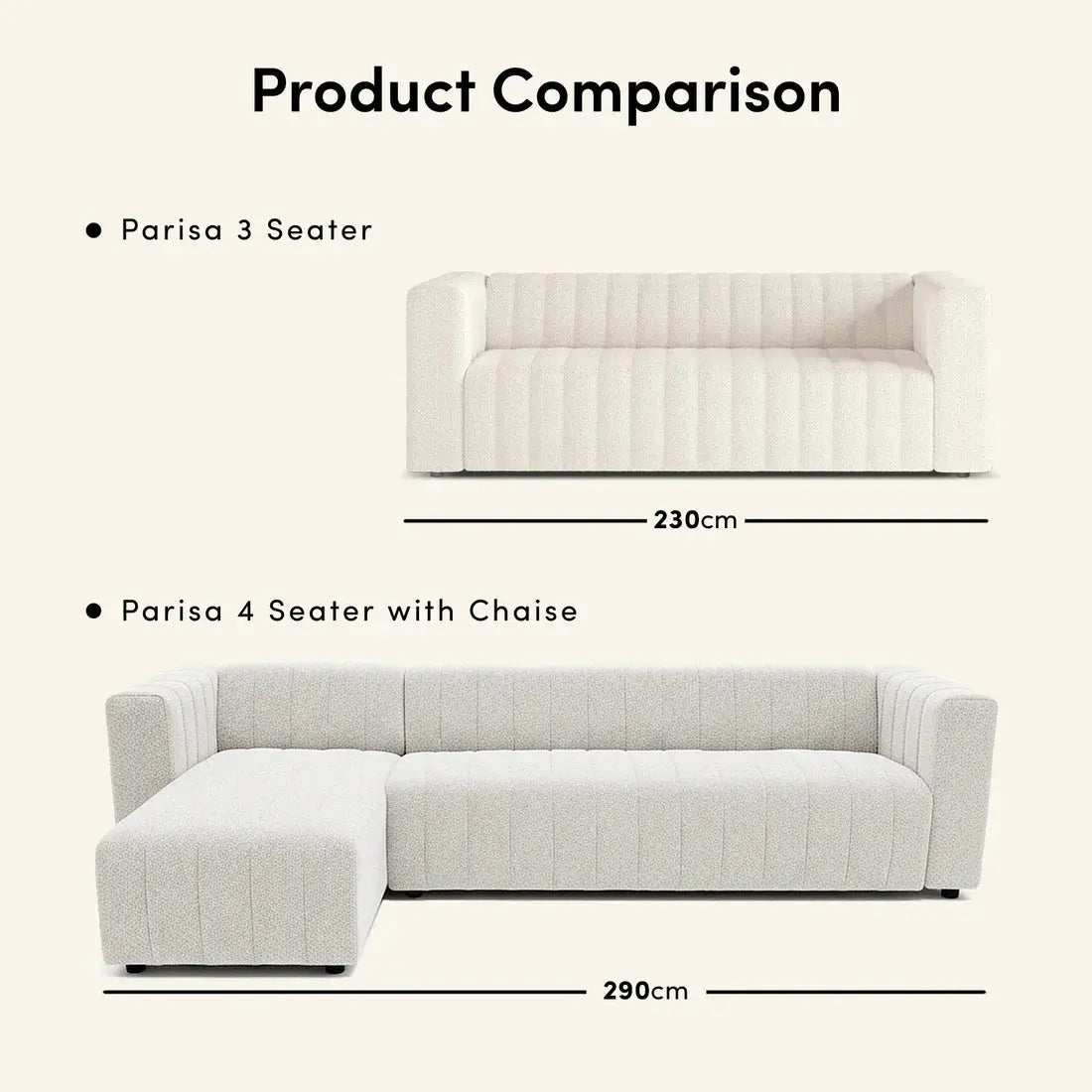 parisa boucle sofa chaise beyond living