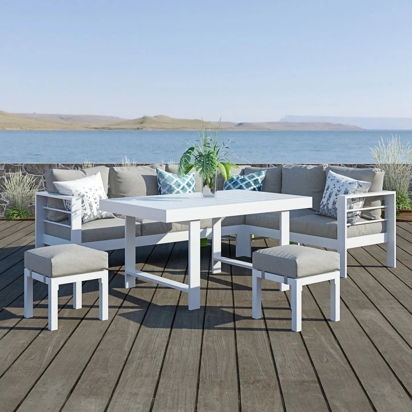 patio corner sofa set with foot stools outdoor furniture