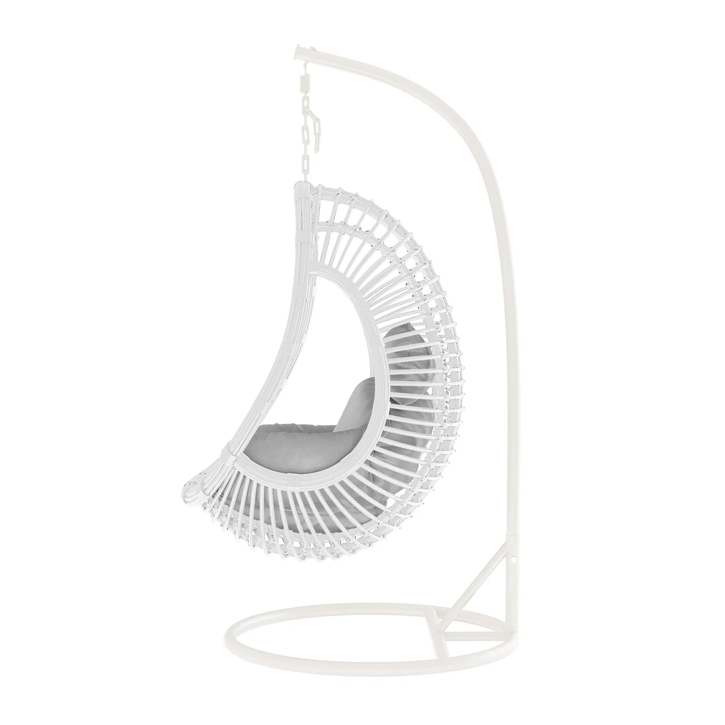 rattan hanging egg chair white curved outdoor pod chair