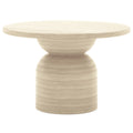 round outdoor concrete dining table 120cm beige patio table
