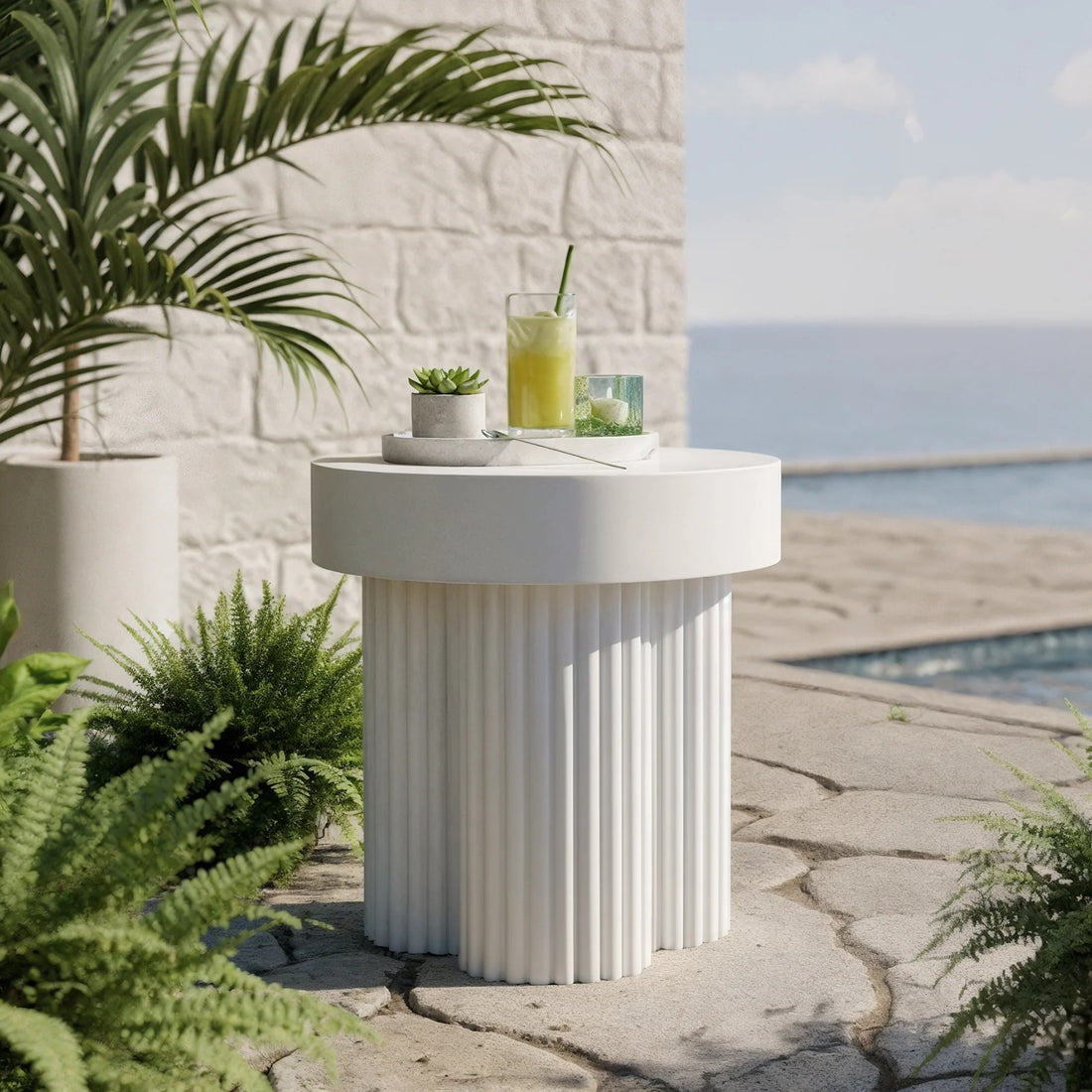 salvo 38cm outdoor concrete coffee side table white australia