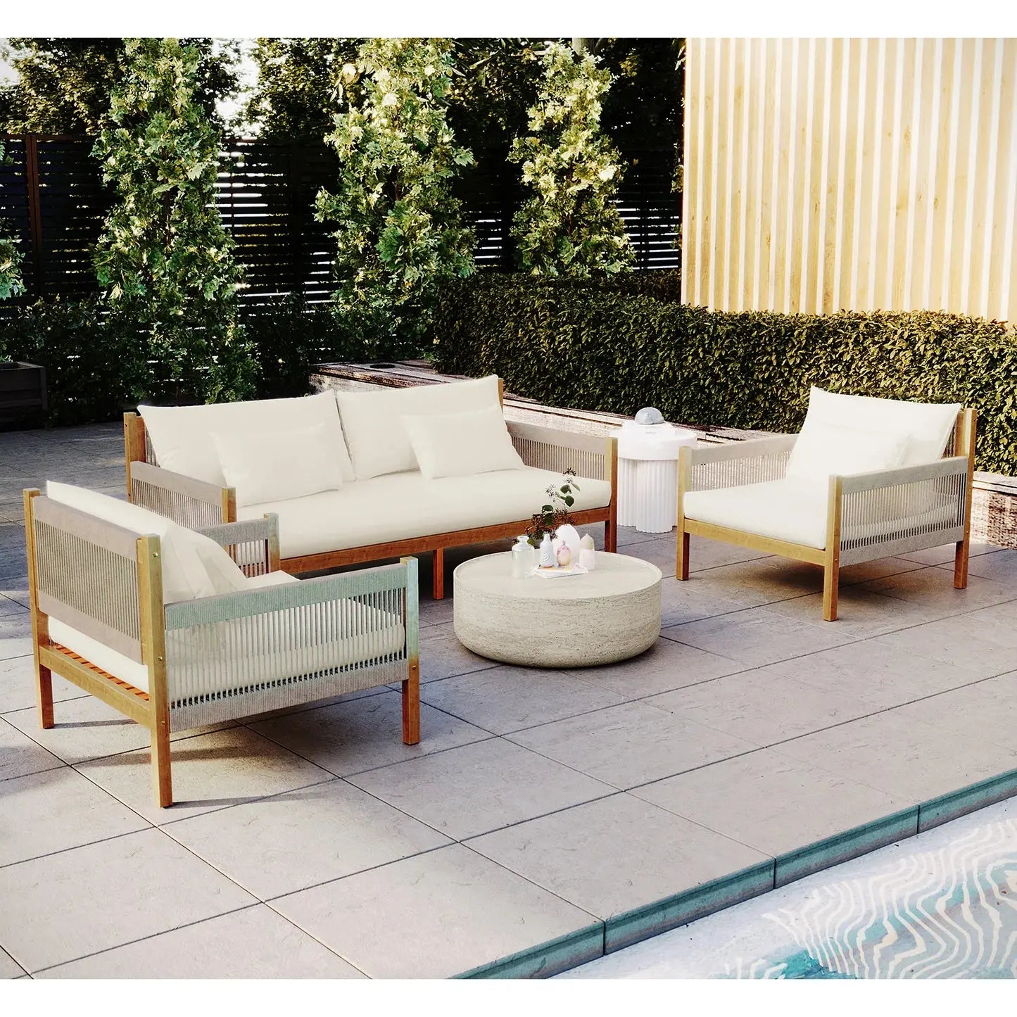 savin myrtle outdoor sofa set with coffee table beige australia