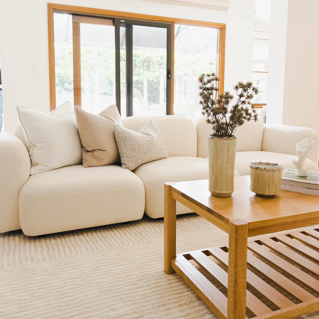soraya 3 seater velvet sectional sofa set cream white australia