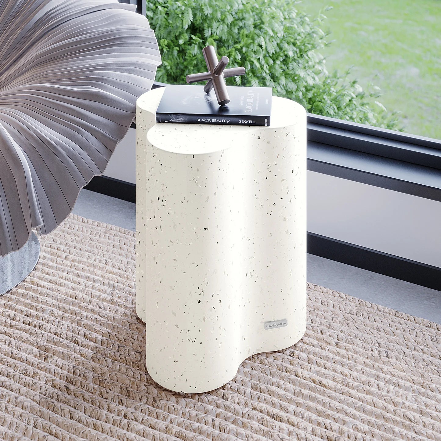 stylish patio concrete side table for garden seating