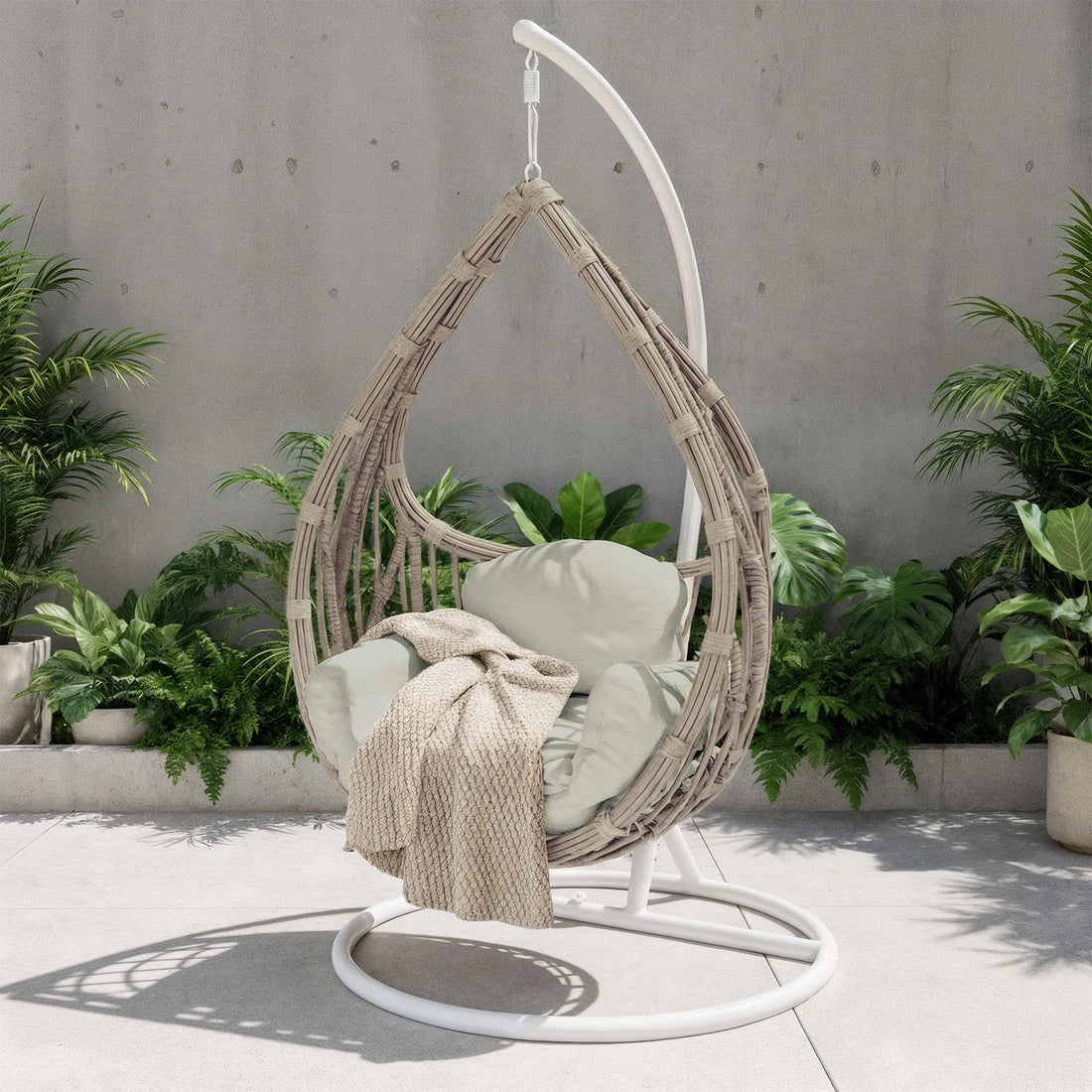 Beyond Living outdoor rattan egg chair with cushion in sage