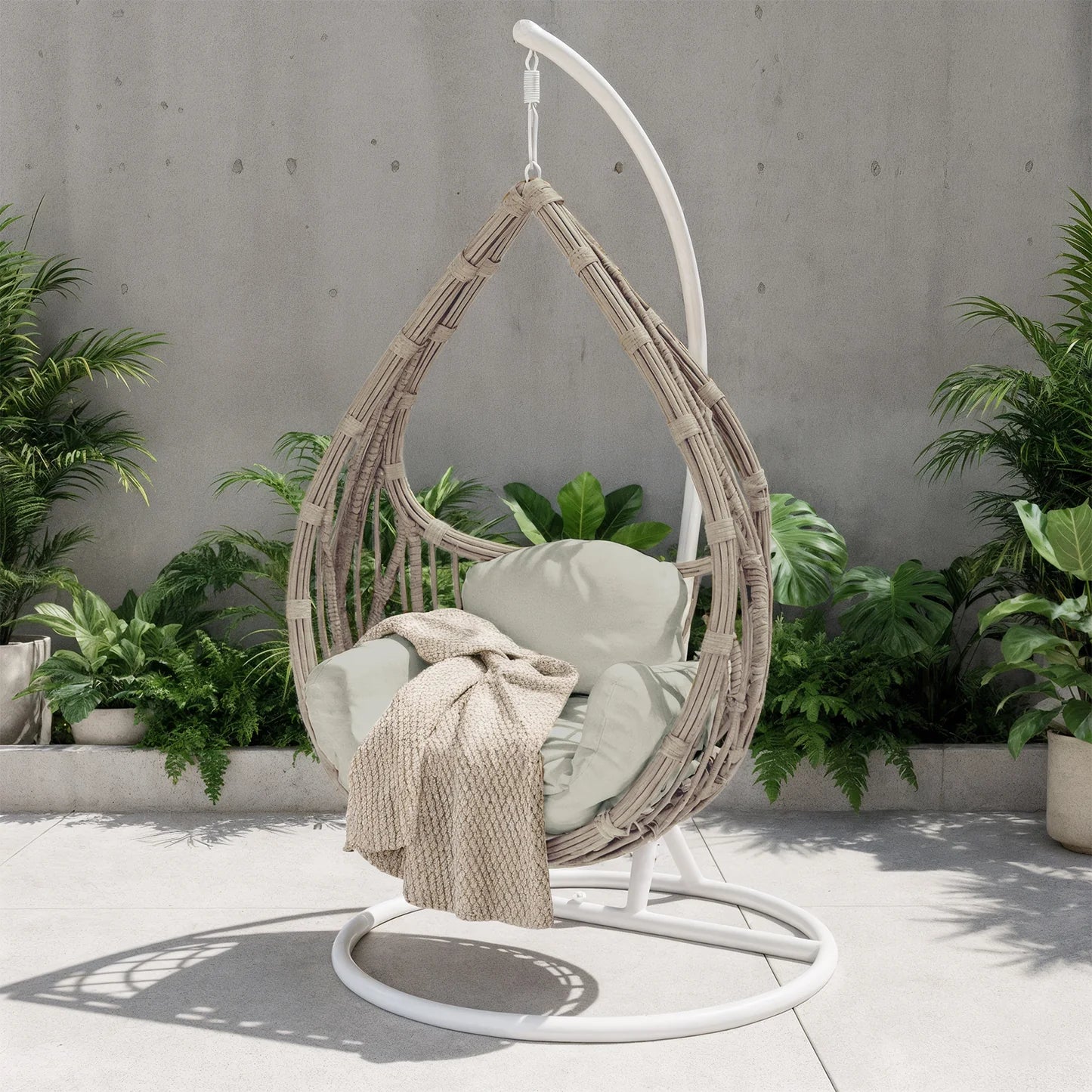 stylish rattan patio egg chair for outdoor lounge area