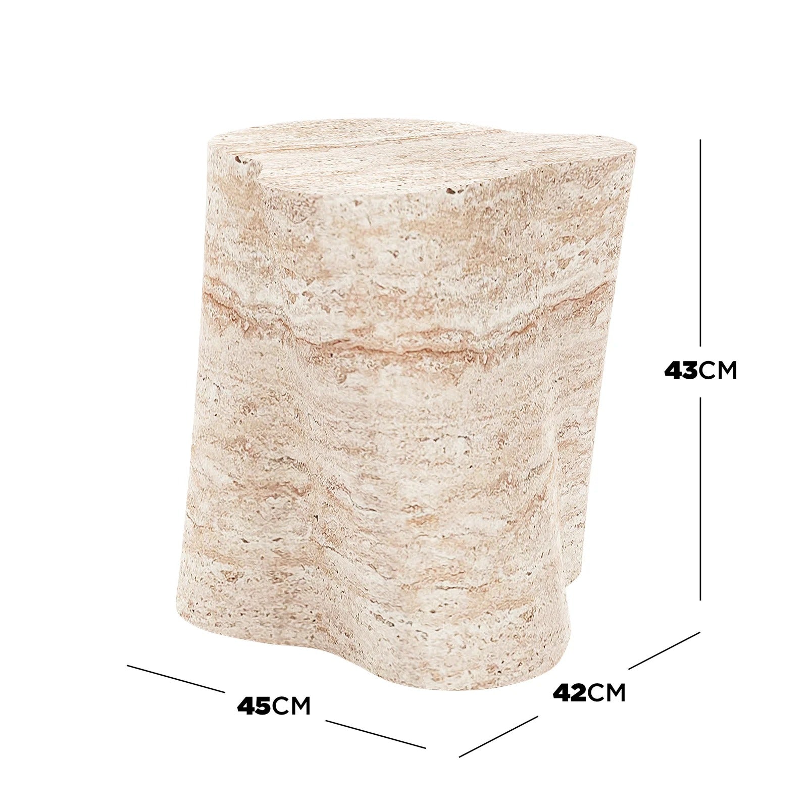 travertine look outdoor concrete side table design
